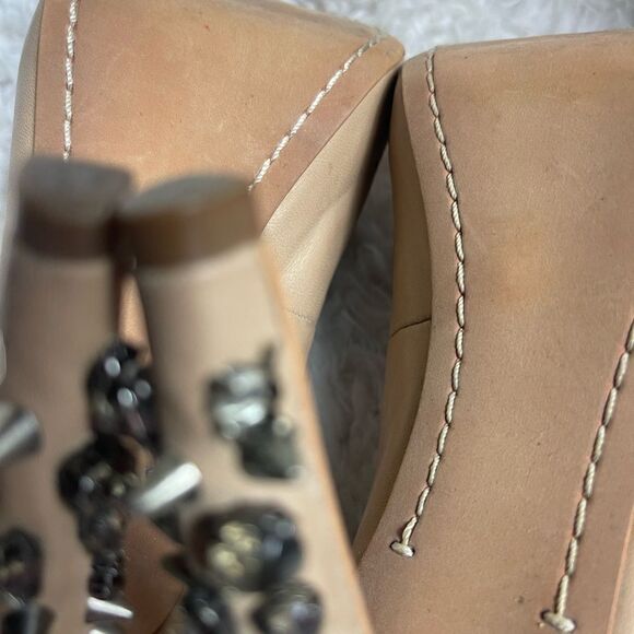 Sam Edelman leather tan spikes hidden platform slip on heels size 8M - Picture 9 of 12